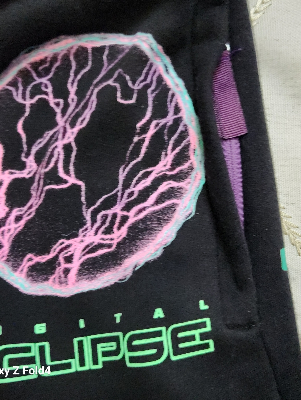 Bershka Black Oversized Joggers Futuristic Tech Graphic XS EUC - Picture 8 of 11